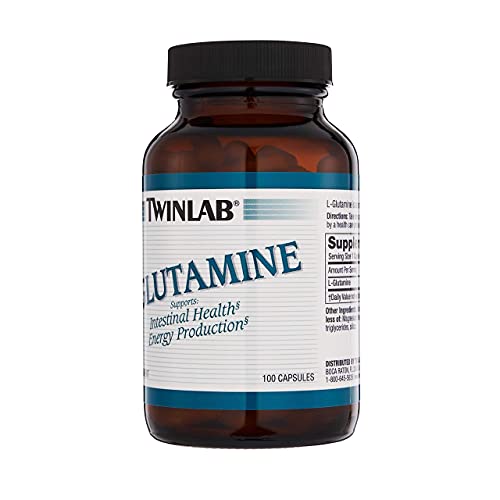 Twinlab L-Glutamine 500 mg - Amino Acid Supplement for Immune Support, Digestive Support, Metabolism Boost, Gut Health and Muscle Recovery, 100 Capsules