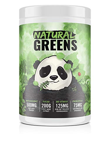 PANDA SUPPS-NATURAL GREENS SUPERFOOD, Wheat Grass,Spirulina, Chlorella, Lion’s Mane, Cordyceps, ASHWAGANDHA,Ginger, Tumeric, Acai, Pomegranate, Ginsing, Pro-Biotics,NO Artificial Anything (Pineapple)