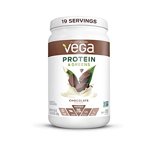 Vega Protein and Greens, Chocolate, Vegan Protein Powder, 20g Plant Based Protein, Low Carb, Keto, Dairy Free, Gluten Free, Non GMO, Pea Protein for Women and Men, 1.4 Pounds (19 Servings)
