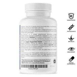 Zinc Defense - Ionophore 90 V Caps | L-OptiZinc Plus Copper Bisglycinate and Quercefit, a Quercetin Phytosome | Powerful Immune Support | Zero Fillers