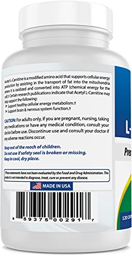 Best Naturals Acetyl L-Carnitine 500 Mg 120 Capsules (120 Count (Pack of 1))