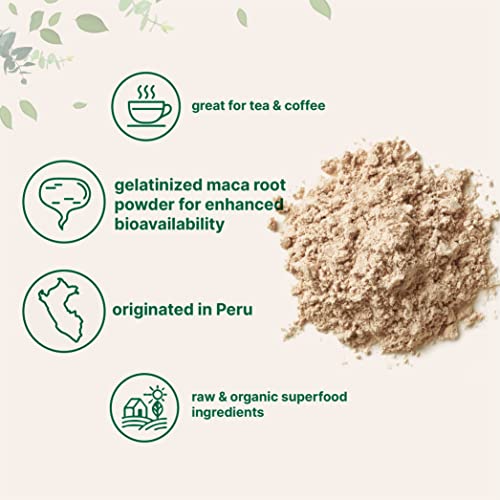 Pure Organic Maca Powder, 1 Pound, Gelatinized for Better Absorption, Rich in Antioxidants, Help Energy, Libido, Stamina, Endurance, Strength and Immune System, No GMOs, Vegan Friendly and Peru Origin