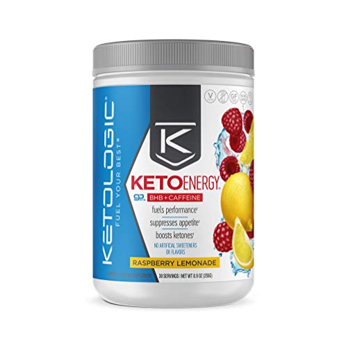 KetoLogic BHB Exogenous Ketones Drink Powder + Electrolytes + Caffeine - Keto Pre-Workout - Patented goBHB® Max Results - Amplify Ketosis, Utilize Fat for Energy (30 Servings) Raspberry Lemonade