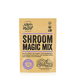 Nature's Harvest Mushroom Powder Turmeric Latte Mix - (35 servings) - Shroom Magic 5 Mushroom Blends with Reishi, Chaga, Cordyceps, Lion's Mane and Turkey Tail - For Hot and Cold Drinks