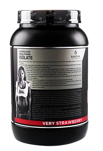Sascha Fitness Hydrolyzed Whey Protein Isolate,100% Grass-Fed (2 Pounds, Strawberry)