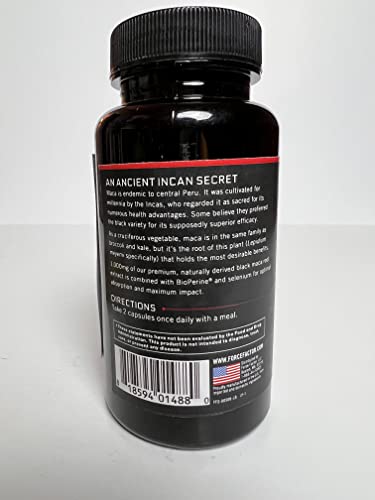 Black Maca Root Vitality Supplement for Men with Superior Absorption and Power, Natural Maca Negra Extract, Fundamentals Series, 1000mg, Force Factor, 120 Capsules (2-Pack)