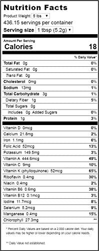 Organic Wheatgrass Powder - Bulk 5 lb Size - 100% Pure, Raw, Non-GMO, Vegan - Amazing Green Superfood For Smoothie, Juice, Shakes, Recipes - Natural Plant Protein Source