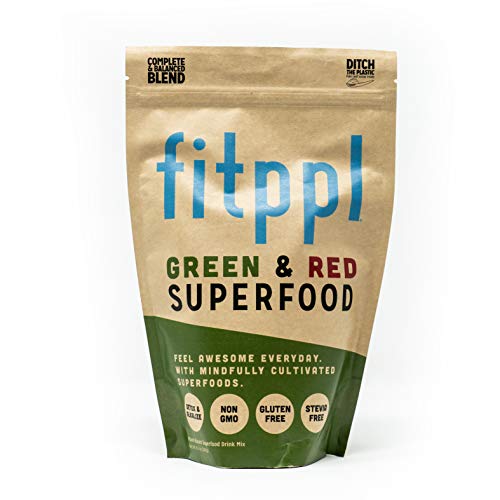 Vegan Green & Red Alkalizing Superfood by fitppl | Organic Ingredients Camu, Chlorella, Spirullina, Moringa for Immune Support | Eco-friendly, Stevia & Gluten Free Keto-Friendly Supplement 20 Servings