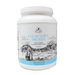 Mt. Capra Goat Whey Protein | Grass-Fed Undenatured Whey Protein Powder from Pastured Goats, High in Branch Chain Amino Acids, Natural Vanilla - 1 Pound