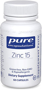 Pure Encapsulations Zinc 15 mg | Zinc Picolinate Supplement for Immune System Support, Growth and Development, Wound Healing, Prostate, and Reproductive Health* | 60 Capsules