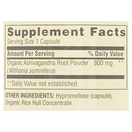 Ashwagandha Organic Root Powder 800 mg Capsules by Spring Valley