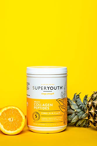 Super Youth Collagen Powder, Orange Pineapple, 5 Types of Collagen Peptides: I, II, III, V, & X, Youthfulness, Digestive Health, Healthy Bones & Joints, Hair, Skin, & Nail Vitality, 56 Servings