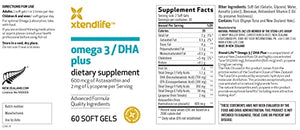 Xtend-Life, Omega 3 DHA Plus, Wild-Caught Fish Oil + Lycopene and Astaxanthin to Support Skin, 60 Soft Gels (700mg DHA)