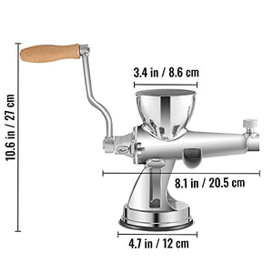VEVOR Manual Wheatgrass Juicer Stainless Steel Hand Crank Wheatgrass Juicer Hand Wheatgrass Grinder with Suction Cup Base & Table-top Clamp Manual Juicer Extractor for Ginger Celery Apple Grape, etc.