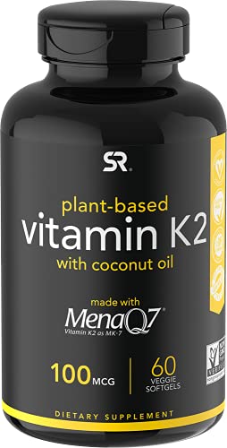 Vitamin K2 (as MK7) with Organic Coconut Oil | Made with MenaQ7 from Fermented Chickpea | Non-GMO Verified, Vegan Certified (60 Veggie-Softgels)
