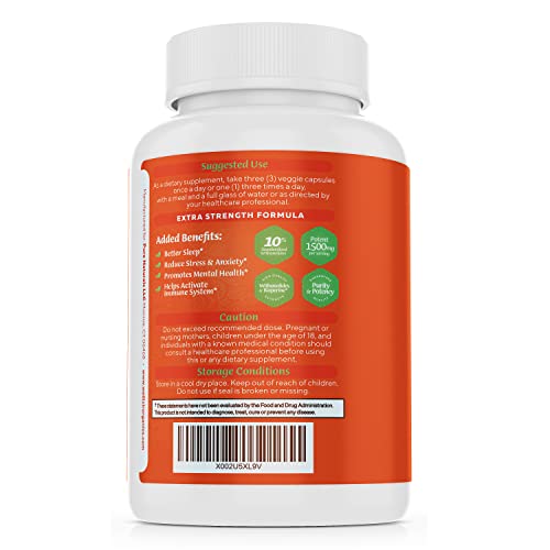 Wellixir Organic Ashwagandha Capsules - Root Powder Supplement, 10% Withanolides with Bacopa Extract & Holy Basil - Vegan & Gluten-Free Herbal Supplements for Stress, Mood Support - 1500mg, 120 Count