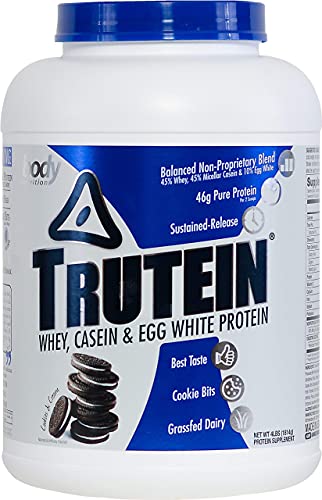 Body Nutrition Trutein Protein Powder- Trutein Cookies & Cream 4Ib Whey,- Natural Keto Drink, Workout, Recovery