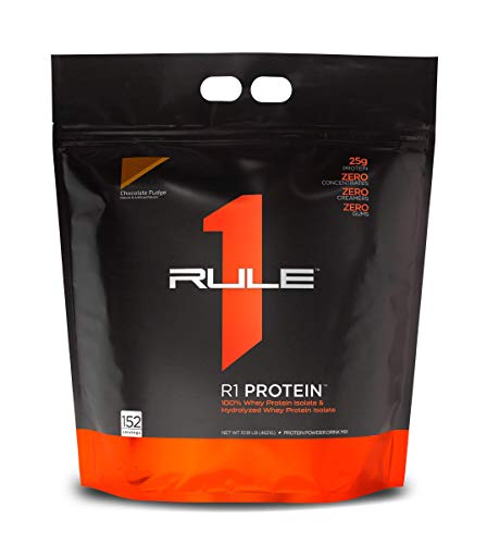 Rule One Proteins, R1 Protein - Chocolate Fudge, 25g Fast-Acting, Super-Pure 100% Isolate and Hydrolysate Protein Powder with 6g BCAAs for Muscle Growth and Recovery, 10 Pounds, 152 Servings