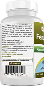 Best Naturals Fenugreek Seed Capsules Non-GMO 610 mg - Promotes Healthy Lactation & Healthy Glucose Metabolism 360 Count