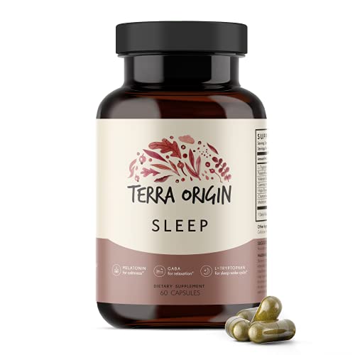 Terra Origin Healthy Sleep Capsules, 60 Servings, with Melatonin, GABA, L-tryptophan, Valerian, Passionflower, Chamomile and Hops for a Healthy Sleep-wake Cycle