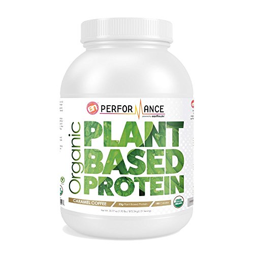 EarthNutri Organic Plant Based Protein Caramel Coffee Certified Organic Plant Sources, PANMOL B Complex, Quinoa Sprouts, Pea Protein, Hemp Protein, Oat Bran, Flax Seed Protein 31.49 oz