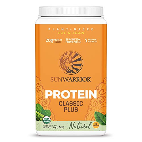 Sunwarrior - Classic Plus, Vegan Protein Powder with Peas & Brown Rice, Raw Organic Plant Based Protein (30, Natural)