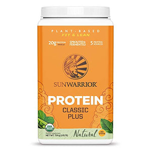 Sunwarrior - Classic Plus, Vegan Protein Powder with Peas & Brown Rice, Raw Organic Plant Based Protein (30, Natural)
