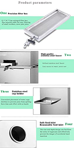 Kolice Commercial Countertop Electric Sugarcane Juicer, Sugarcance juice making machine,Sugarcane Squeezer with ON/OFF Switch for Easy to Use, Manual Slow Masticating Extractor Squeezer with Feed Chute Tray, 350W