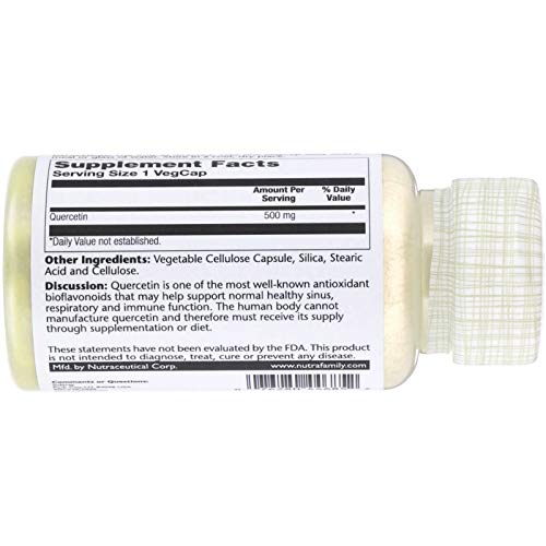 SolaRay Dietary Supplement Quercetin Lab Verified 500 Milligrams(90 VegCaps) Pack of 2