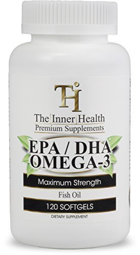 The Inner Health Fish Oil EPA DHA Omega 3 Supplement - Promoting Healthy Heart, Joints, Eyes and Skin - 1000 Mg Marine Lipid Concentrate - Manufactured in The USA - 120 Softgels