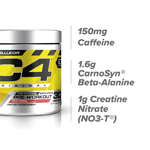 C4 Original Pre Workout Powder Fruit Punch | Vitamin C for Immune Support | Sugar Free Preworkout Energy for Men & Women | 150mg Caffeine + Beta Alanine + Creatine | 30 Servings