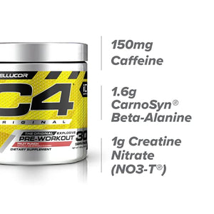 C4 Original Pre Workout Powder Fruit Punch | Vitamin C for Immune Support | Sugar Free Preworkout Energy for Men & Women | 150mg Caffeine + Beta Alanine + Creatine | 30 Servings