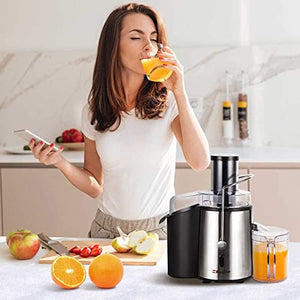 Mueller Juicer Ultra Power, Easy Clean Extractor Press Centrifugal Juicing Machine, Wide 3" Feed Chute for Whole Fruit Vegetable, Anti-drip, High Quality, Large, Silver