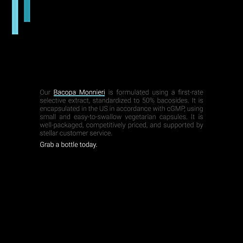 Bacopa Monnieri 330mg (50% Bacosides Standardized) — 120 Count (V-Capsules) / 120 Servings: Manufactured in a cGMP-Registered Facility in USA; Vegan & Gluten Free