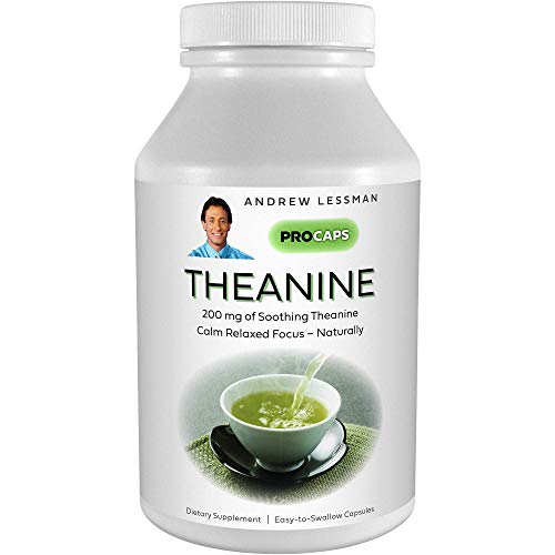 Andrew Lessman Theanine 200 mg - 60 Capsules - Promotes The Production of The Neurotransmitters Dopamine and Serotonin. Natural Calm & Relaxed Focus Without Drowsiness. Easy-to-Swallow Capsules.