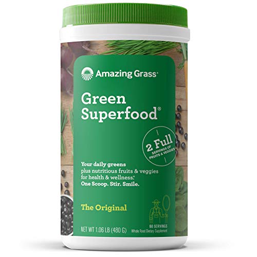 Amazing Grass Green Superfood Antioxidant: Organic Plant Based Antioxidant and Wheat Grass Powder for Full Body Recovery,60 Servings & Green Superfood: Super Greens Powder with Spirulina, 60 Servings