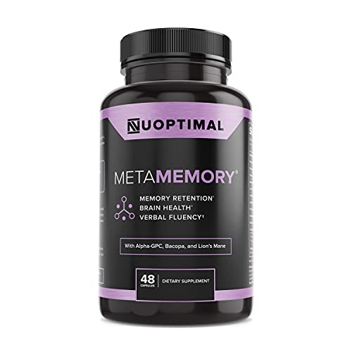 metaMEMORY by Nuoptimal - Premium Nootropics Brain Booster Supplement for Memory Support & Brain Health - 8 Cognitive Enhancing Ingredients : Lions Mane Mushroom, Alpha GPC, Ginkgo Biloba, & Huperzine