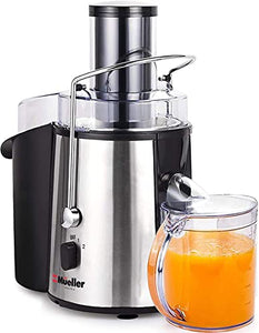 Mueller Juicer Ultra Power, Easy Clean Extractor Press Centrifugal Juicing Machine, Wide 3" Feed Chute for Whole Fruit Vegetable, Anti-drip, High Quality, Large, Silver