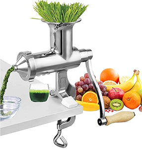 Moongiantgo Manual Wheatgrass Juicer Extractor Stainless Steel Manual Juicer for Juicing Wheat Grass Celery Kale Spinach Parsley Pomegranate Apple Grapes Fruit Vegetable (Detachable Slag Outlet)