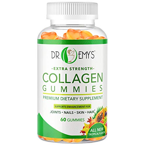 Collagen Gummies by Dr Emy's. Gummy Vitamin for Women & Men, Hair, Skin, Nails, Joint Supplement. Anti-Aging Collagen Gummy Supplements. Strengthen Hair, Skin and Nails. Gelatin-Free. 60 ct Each. (1)