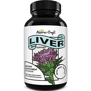 Liver Supplements with Milk Thistle - Artichoke - Dandelion Root Support Healthy Liver Function for Men and Women Natural Detox Cleanse Capsules Boost Immune System Relief - Natures Craft