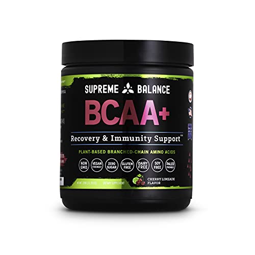 Supreme Balance Plant Based BCAA + Muscle Recovery & Immunity Support - 5g BCAA, 1g L-Glutamine, L-Citrulline, REISHI & CORDYCEPS Mushrooms, Sugar Free