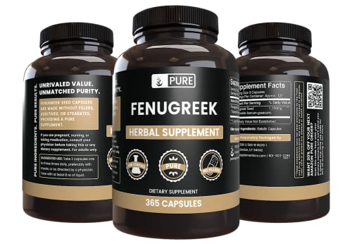 Pure Original Ingredients Fenugreek (365 Capsules) No Magnesium Or Rice Fillers, Always Pure, Lab Verified