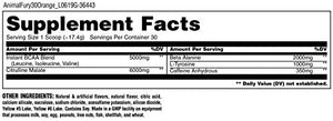 Animal Fury - Pre Workout Powder Supplement for Energy and Focus - 5g BCAA, 350mg Caffeine, Nitric Oxide, Without Creatine - Powerful Stimulant for Bodybuilders - Orange - 30 Servings, 17.9235 Ounce