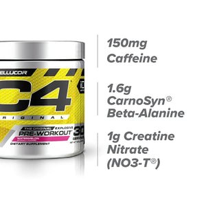 C4 Original Pre Workout Powder Watermelon Sugar Free Preworkout Energy Supplement for Men & Women 150mg Caffeine + Beta Alanine + Creatine 30 Servings