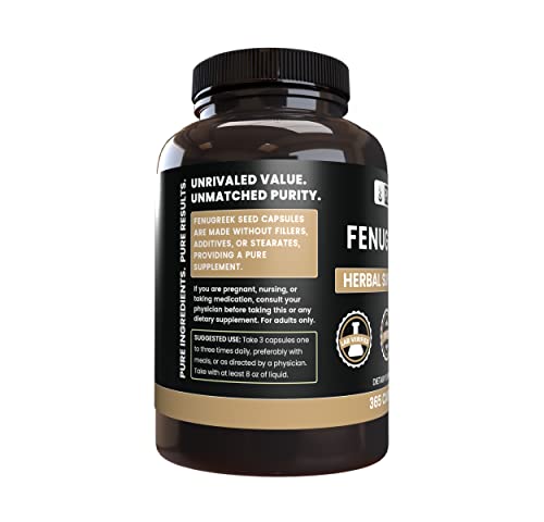 Pure Original Ingredients Fenugreek (365 Capsules) No Magnesium Or Rice Fillers, Always Pure, Lab Verified