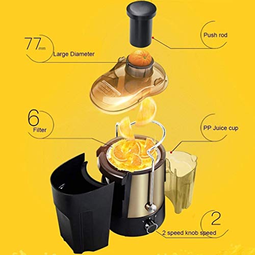 QIN Juicer Machines, Slow Masticating Juicer, Slow Juicer Easy to Clean, Extractor Press Centrifugal Juicing Machine,Wide 3” Feed Chute for Whole Fruit Vegetable (Color : Gold)