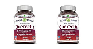 Amazing Formulas - Quercetin 500 Mg * Supports Cardiovascular Health, Helps Improve Anti-Inflammatory & Immune Response, Supports Healthy Ageing and Overall Well-Being * (120 x 2)