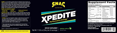 SNAC XPEDITE Preworkout Performance Energy Drink Supplement, Green Apple Pre Workout Powder, 336 Grams (24 Servings)