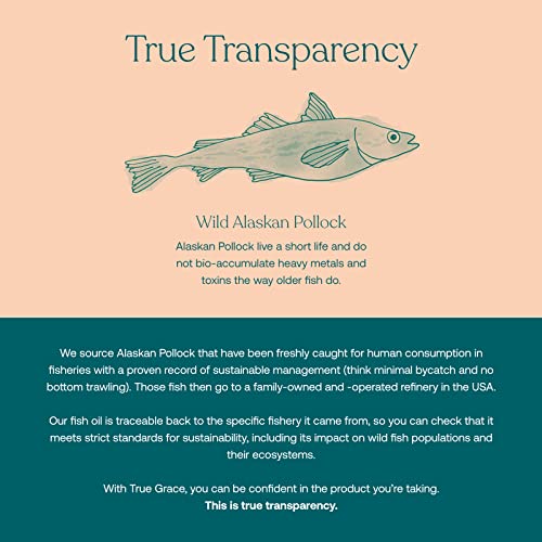True Grace Omega-3 Fish Oil 2000mg Triglyceride Form Highly Concentrated EPA+DHA Brain, Heart, Joint & Immune Health Support Supplement-Wild-Caught,Molecularly Distilled,Purified,Non-GMO-180 Softgels